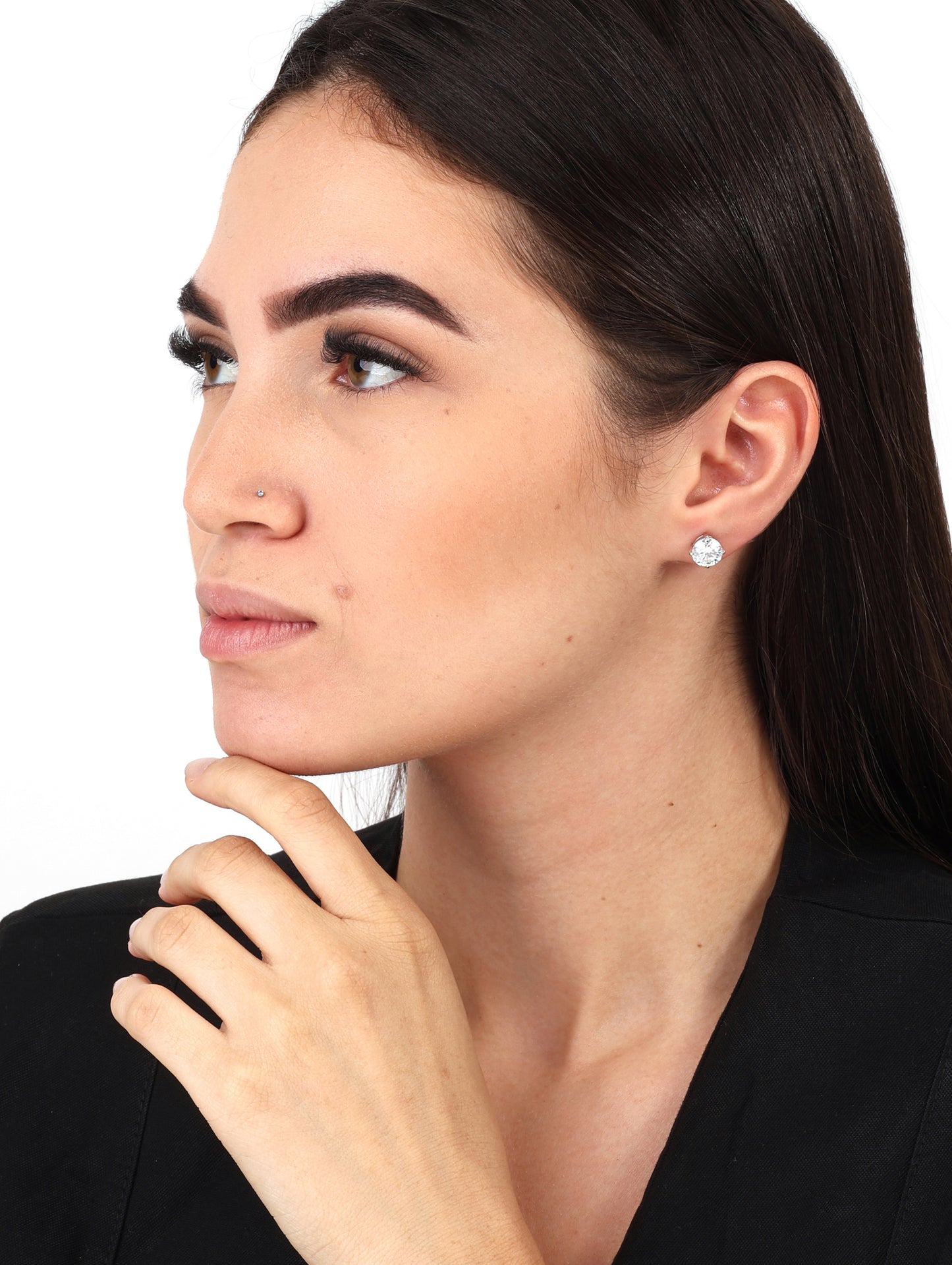 Brinco ponto de luz 8.0mm moissanite