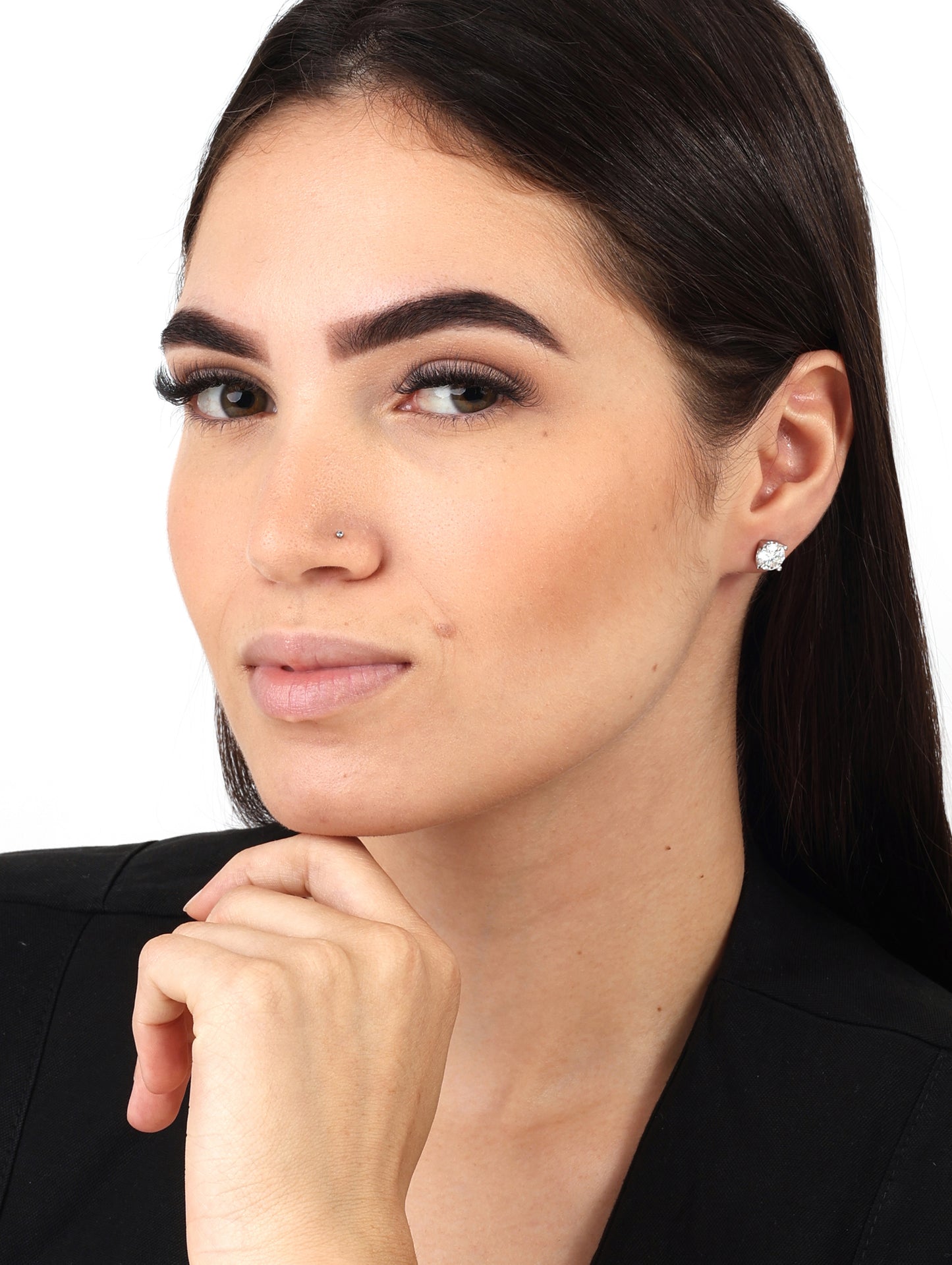 Brinco ponto de luz 6.5mm moissanite