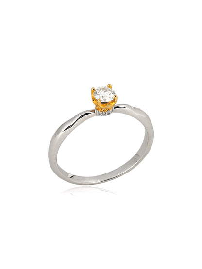 Anel solitário mesclado 4mm moissanite