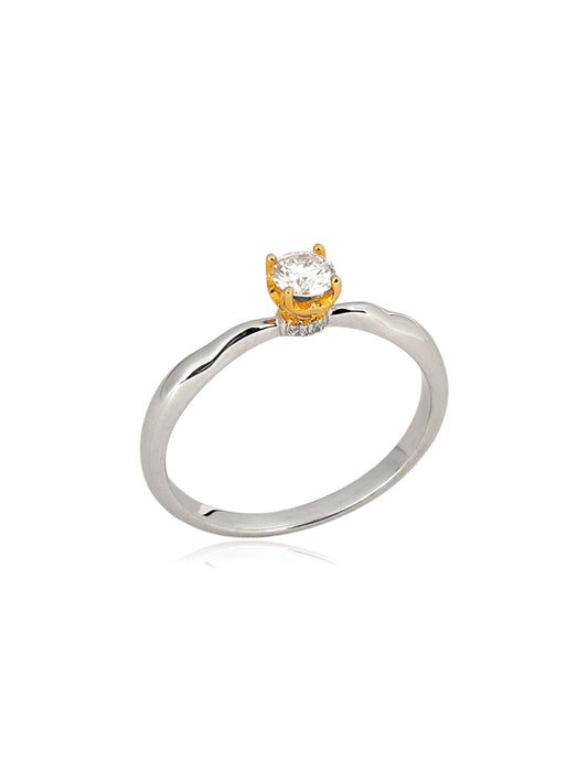 Anel solitário mesclado 4mm moissanite