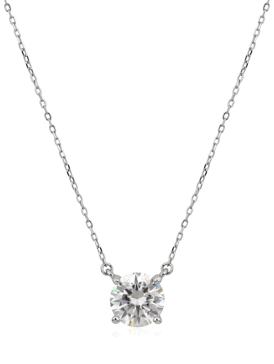 Colar Ponto de luz Moissanite 8.0 mm Ródio