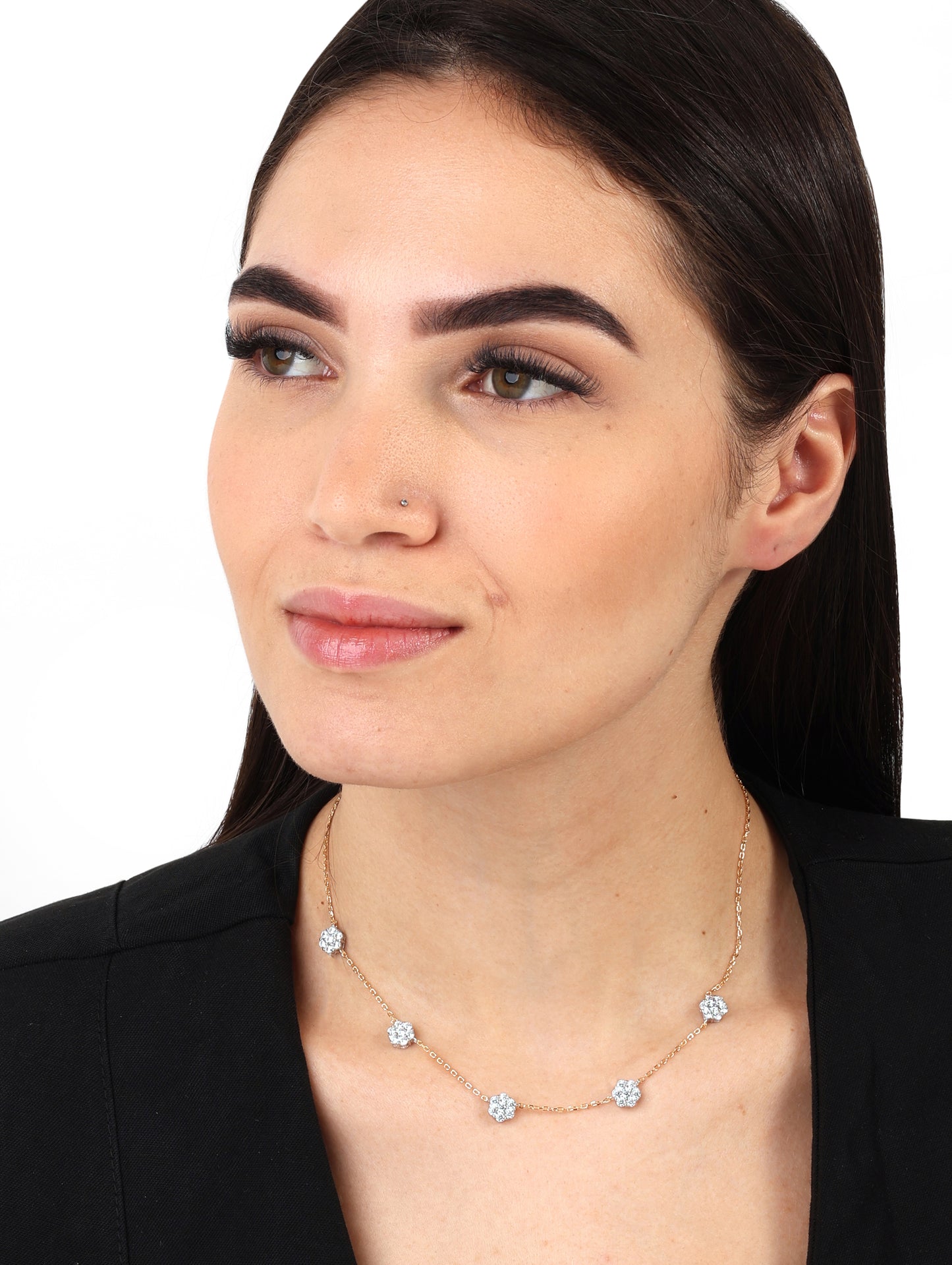 Colar Flourette 5 folhas Ouro 925