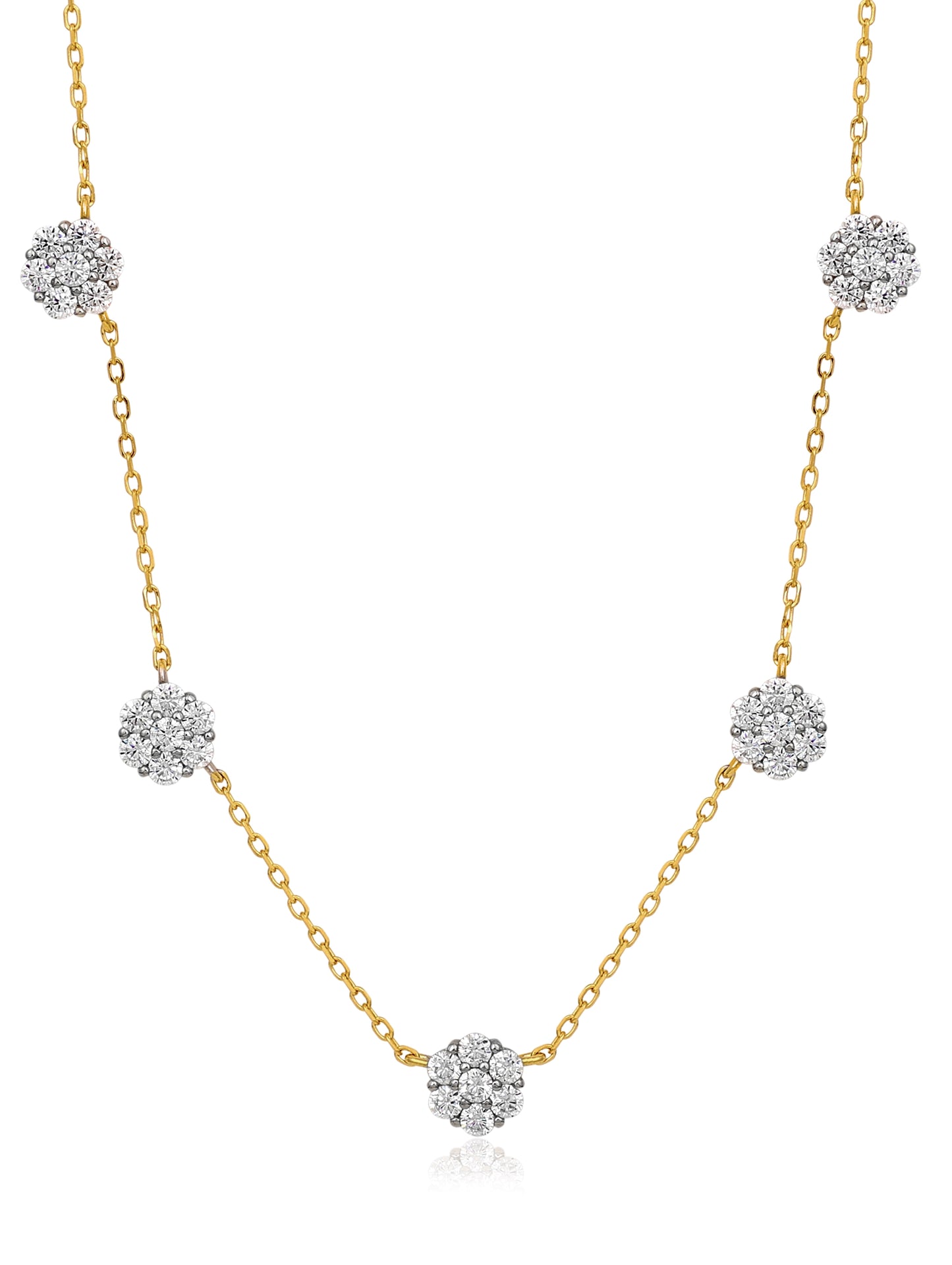 Colar Flourette 5 folhas Ouro 925