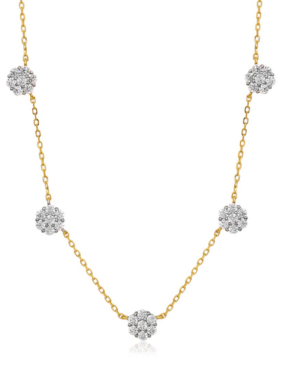 Colar Flourette 5 folhas Ouro 925