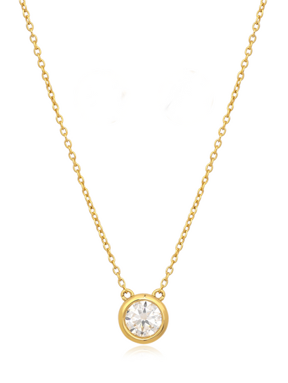 Colar moissanite 6,5mm ouro