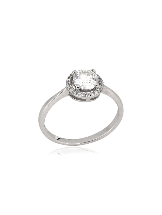 Anel solitário SW moissanite 6,5 mm